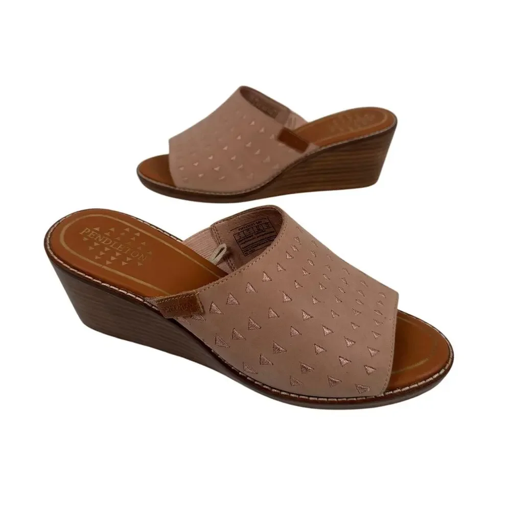 Pendleton Sandals Slip On Wedge Womens 8 Leather‎ Aztec Boho Southwestern
